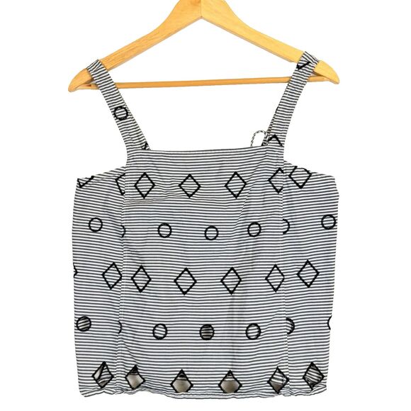 Madewell Tops - Madewell Blue White Stripe Cut Out Cropped Sleeveless Shirt Top Women's‎ 8